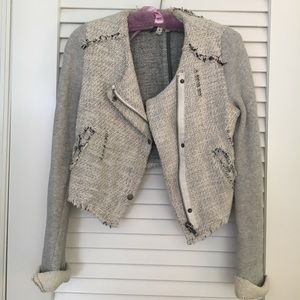 Free People Tattered Tweed Moto Jacket